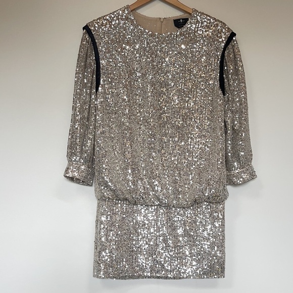 7 for all mankind sequin 90 y2k long sleeve mini dress xs - Picture 1 of 10
